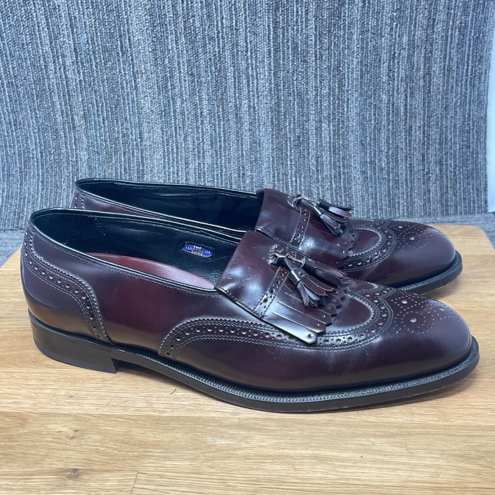 VTG Florsheim‎ Wingtip Loafers Men 10.5 D Red Leather Tassel Kiltie 529718 USA
